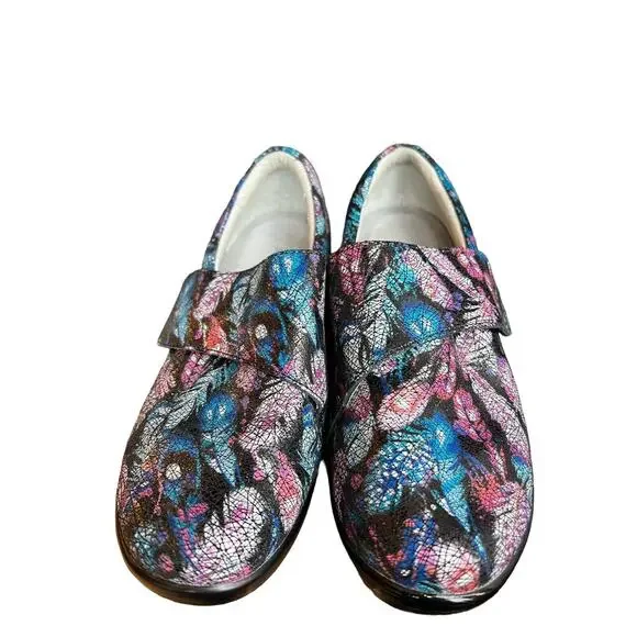 ALEGRIA Size 37 Lauryn LAU-885 Floral Loafer Comfort Shoes Purple Blue - Picture 2 of 7